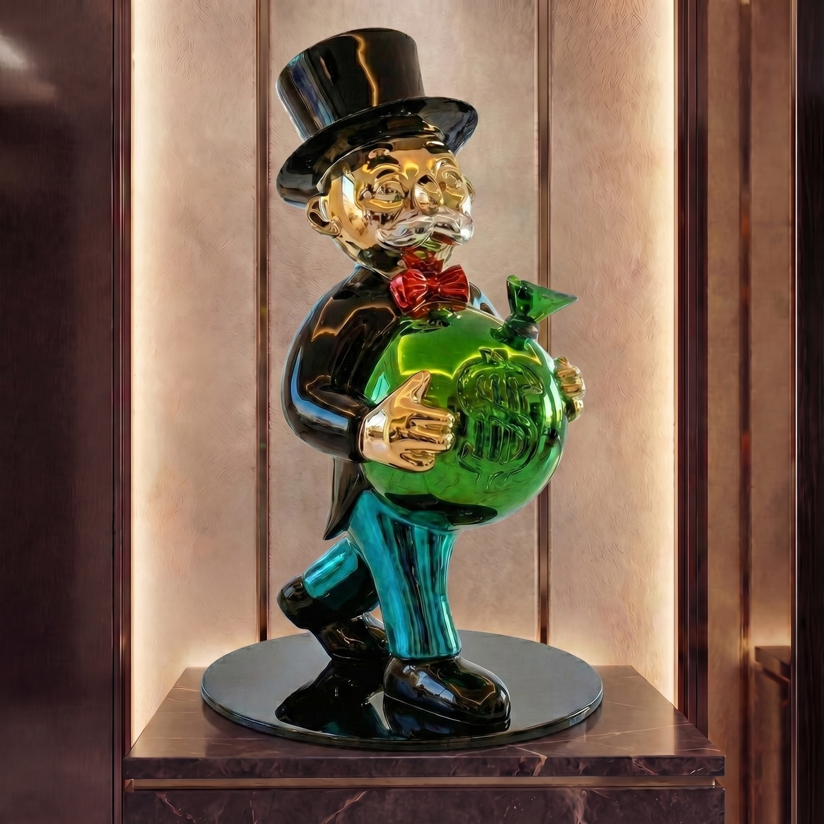 Rich Uncle Pennybags figurine by Atelier Home, featuring detailed design of the Monopoly mascot in a classic pose.