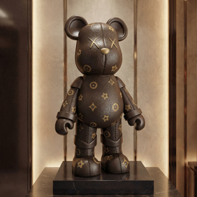 Atelier Home™ The LV Bear™ plush toy featuring soft fabric, detailed design, and a stylish LV-inspired pattern.