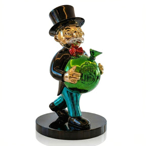 Life-sized sculpture of Rich Uncle Pennybags from Atelier Home, featuring detailed design and classic Monopoly character appearance.